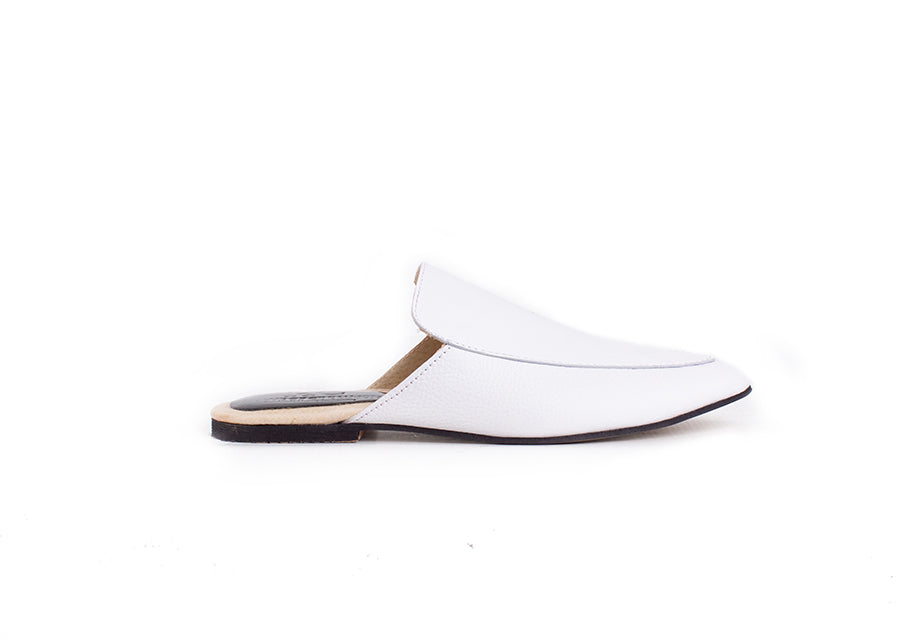 Pointed mule - cream leather