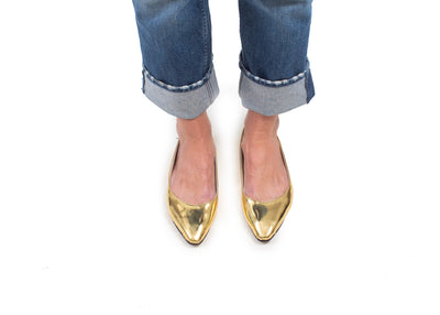 Pointed Flat - gold supa leather