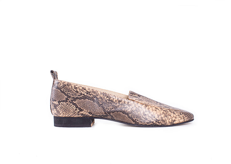 Classic loafer - cream faux snakeprint leather