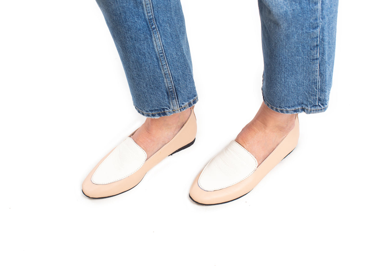 Classic loafer - cream with ballet nude