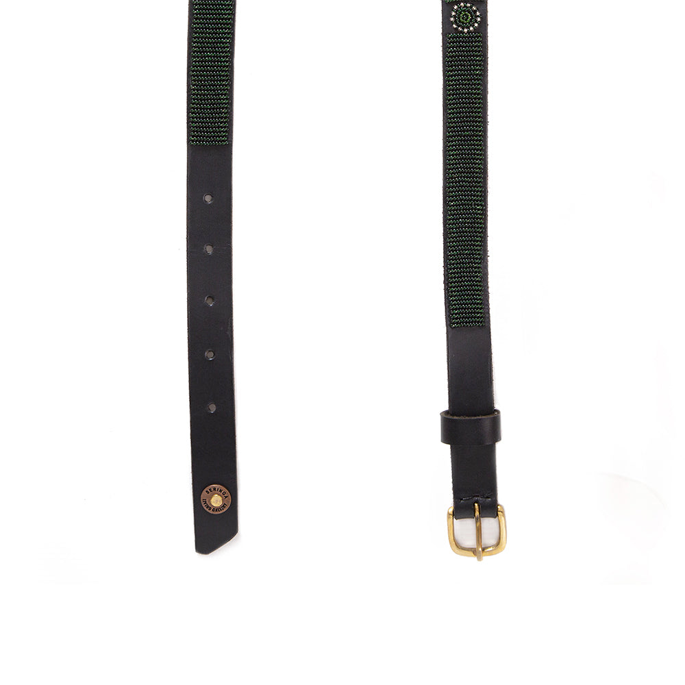 Forest Green Beaded Leather Belt