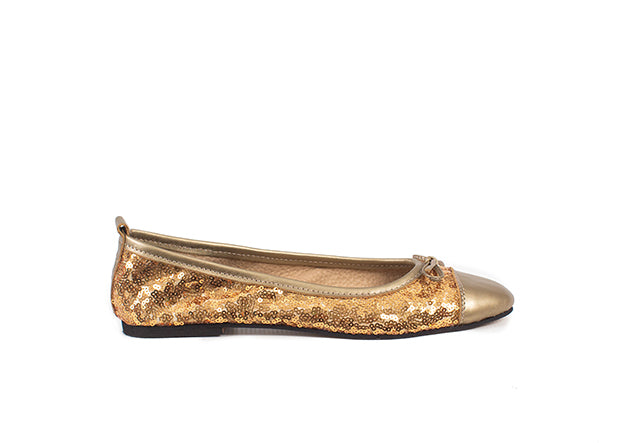 Ballet Flat - gold sequin