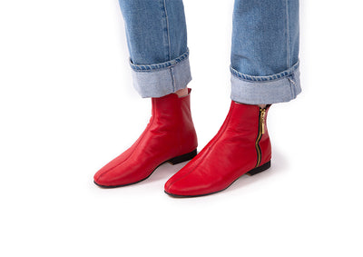 Classic ankle boot - red leather