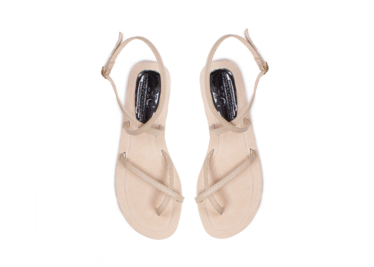 Strappy sandal - nude leather